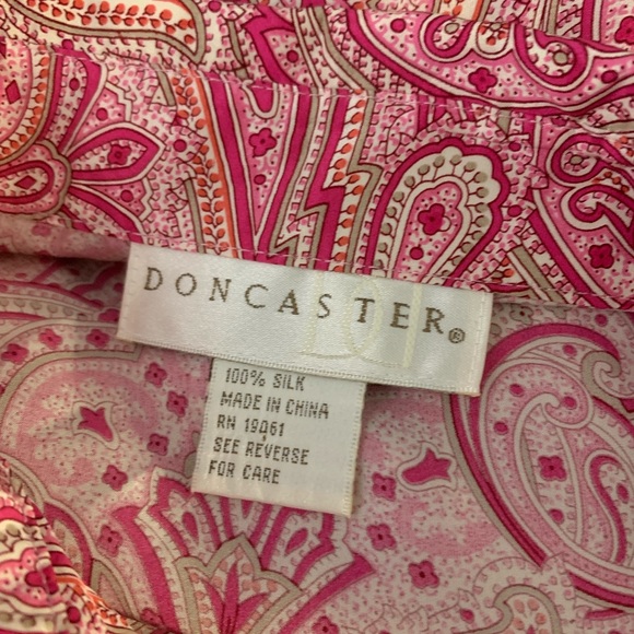 Doncaster Silk Button Shirt Paisley Ruffle - Picture 3 of 8